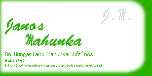 janos mahunka business card